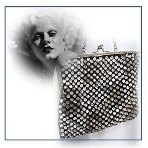 Vintage 1920s Flapper Era Prong Set Rhinestone Evening Bag Excellent Condition